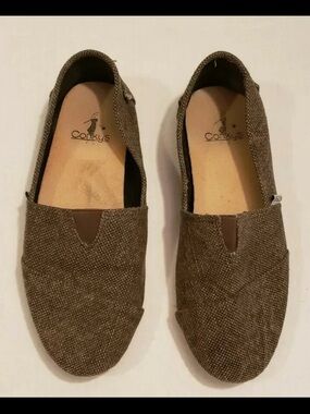 Corkys Olive Brown Canvas Slip-On Flats